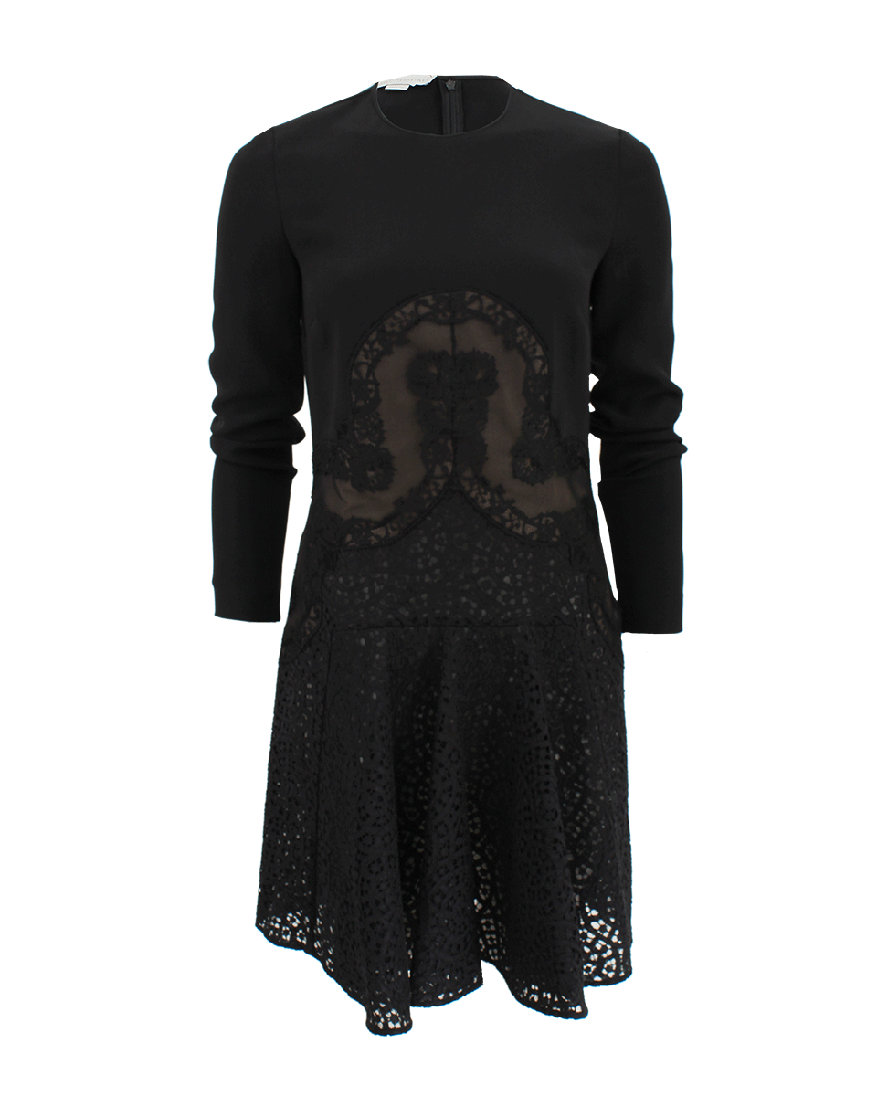 STELLA MCCARTNEY-Long Sleeve Flounce Hem Lace Dress-