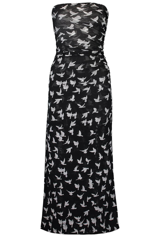 Dove Print Strapless Dress-BLACK-XS-CLOTHINGDRESSCASUAL-STELLA MCCARTNEY