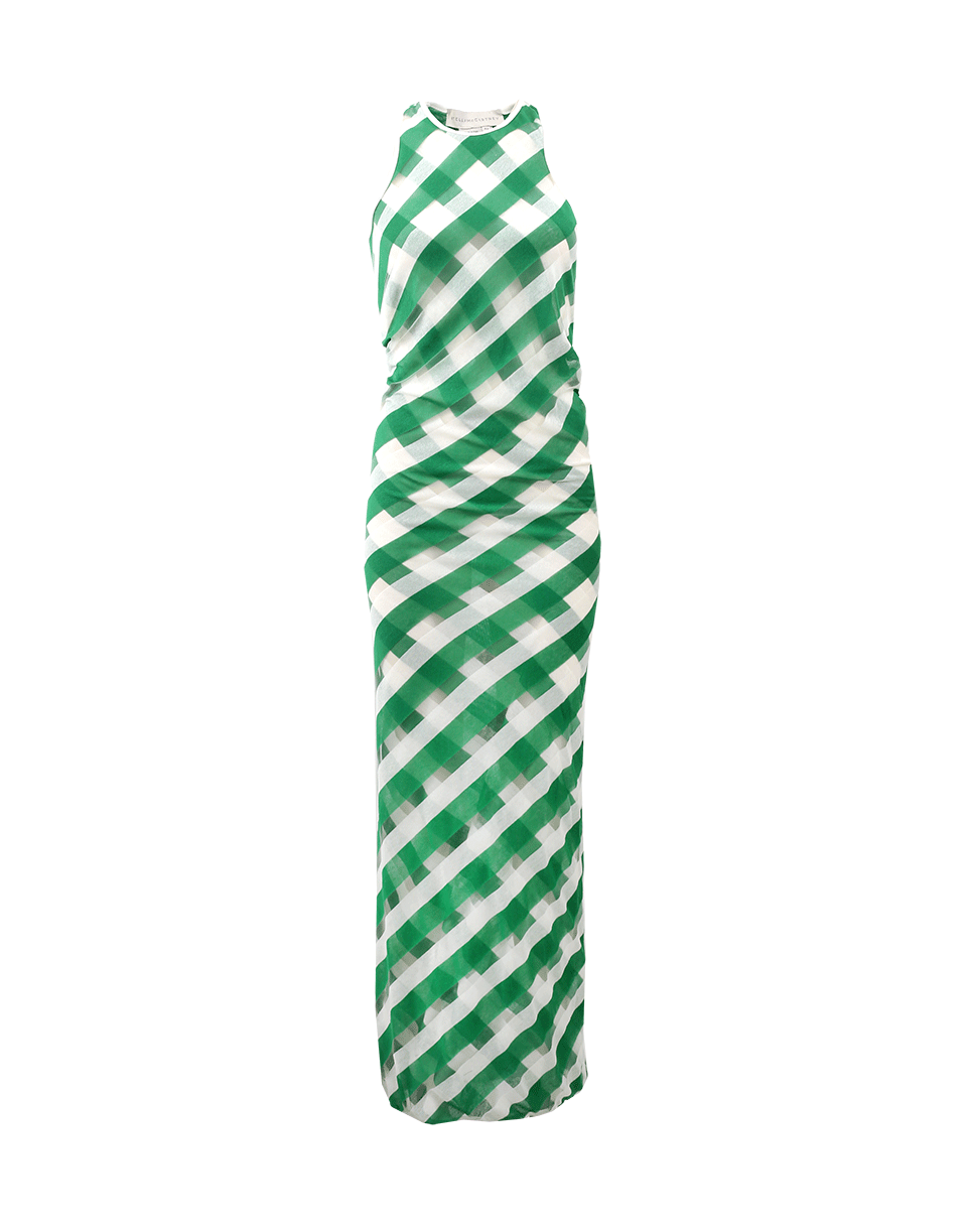 STELLA MCCARTNEY-Green Transparent Checks Dress-GREEN
