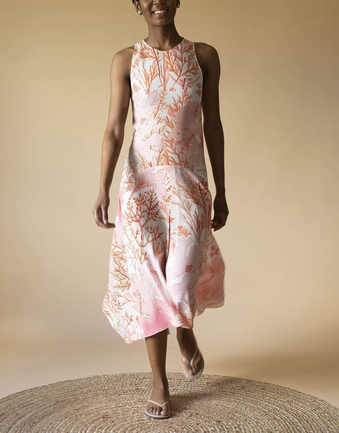 STELLA MCCARTNEY-Coral Print Anabelle Dress-