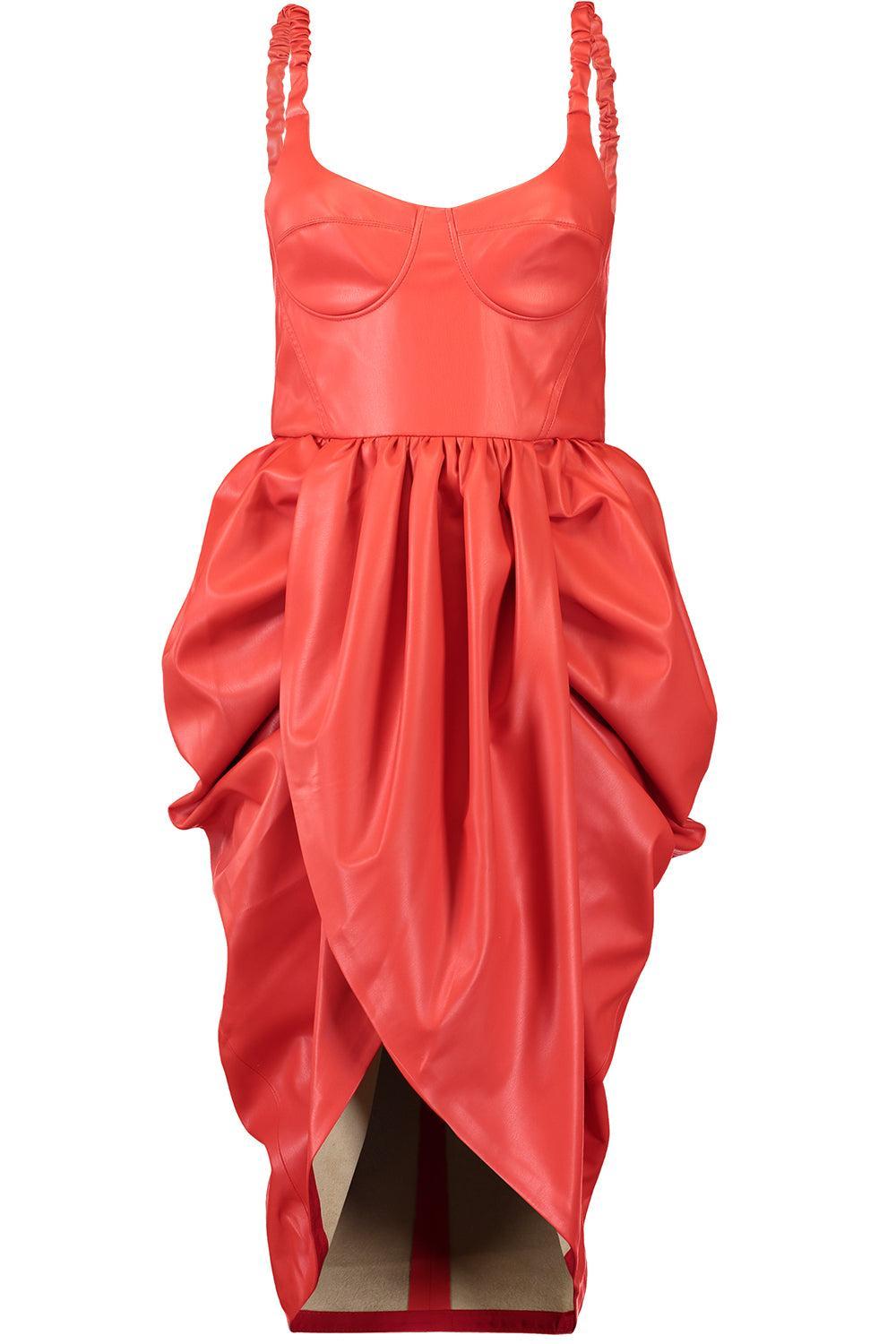 Bustier Ruched Wrapped Dress-RED-40-CLOTHINGDRESSCOCKTAIL-STELLA MCCARTNEY