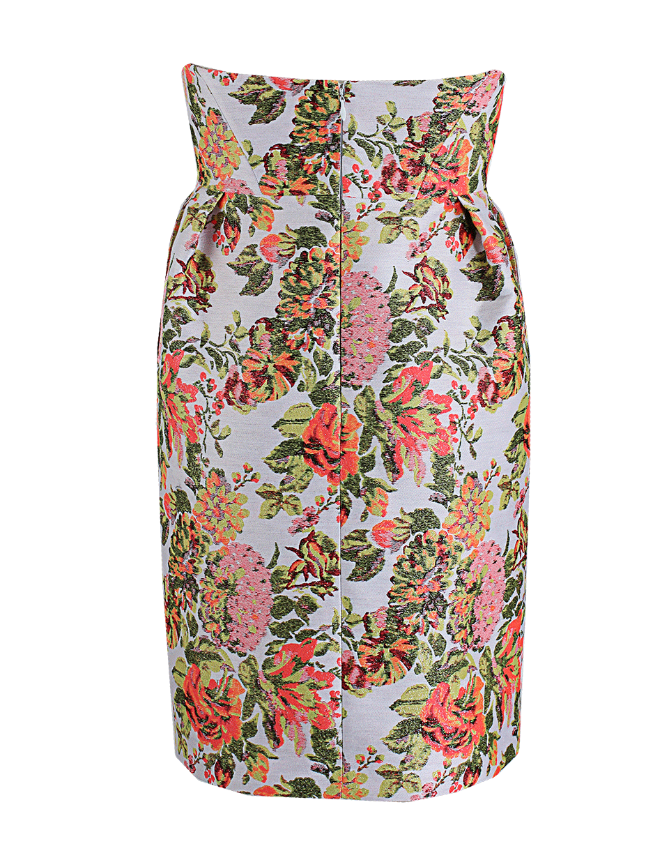 STELLA MCCARTNEY-Bustier Jacquard Floral Dress-CORAL