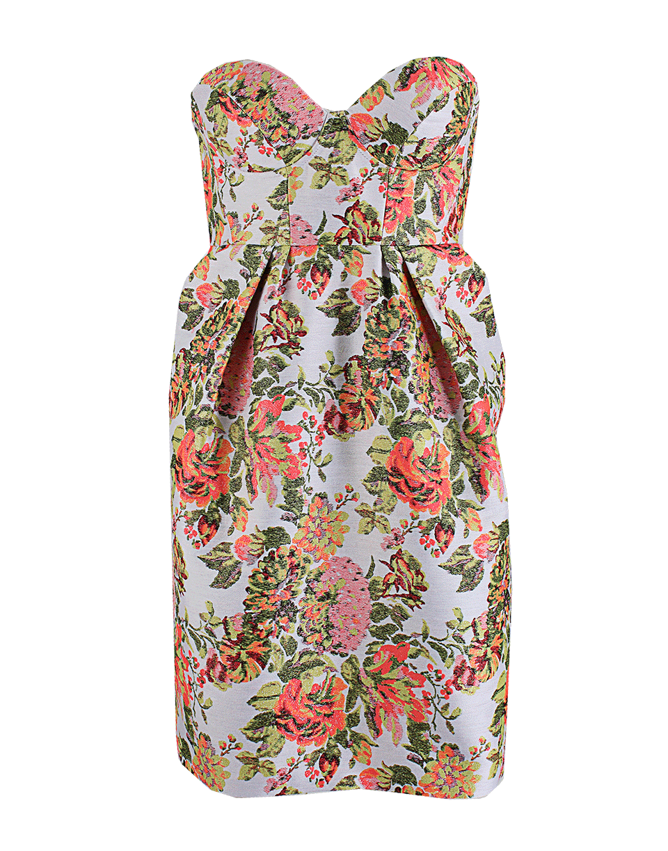 STELLA MCCARTNEY-Bustier Jacquard Floral Dress-CORAL