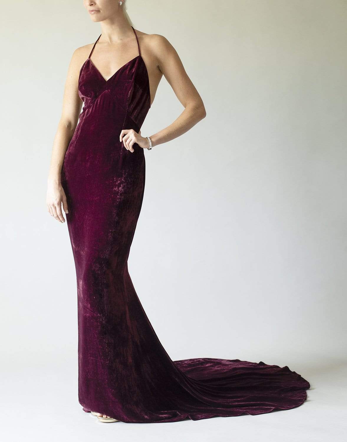 STELLA MCCARTNEY-Velvet Gown-BURGUNDY