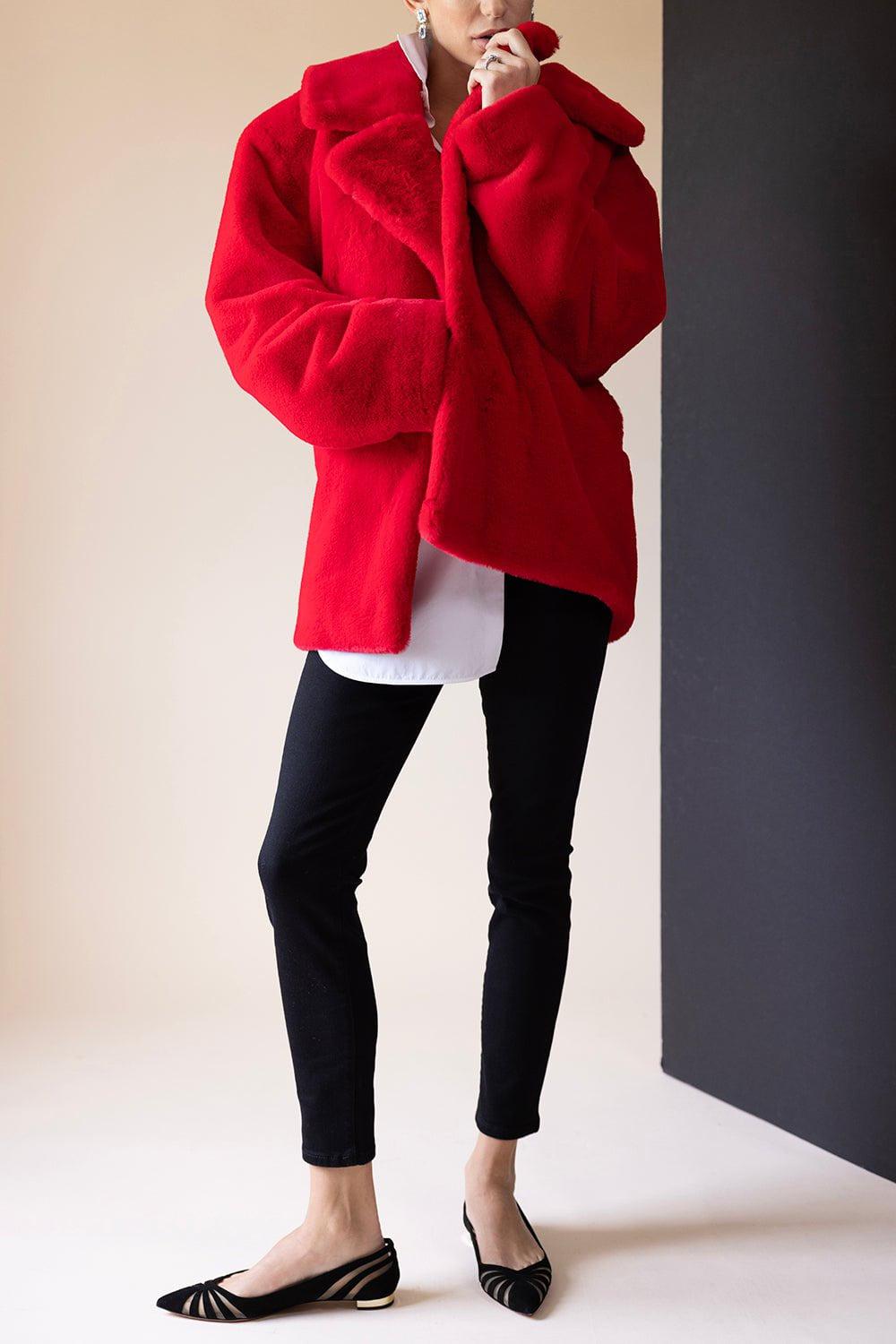 STELLA MCCARTNEY-Faux Fur Short Jacket-TANGORED