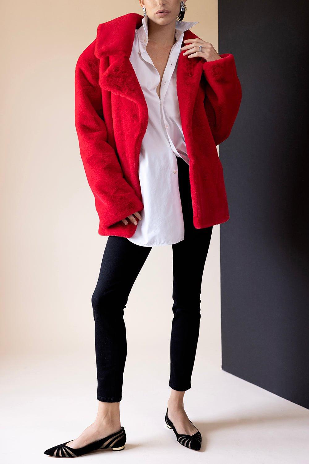 STELLA MCCARTNEY-Faux Fur Short Jacket-TANGORED