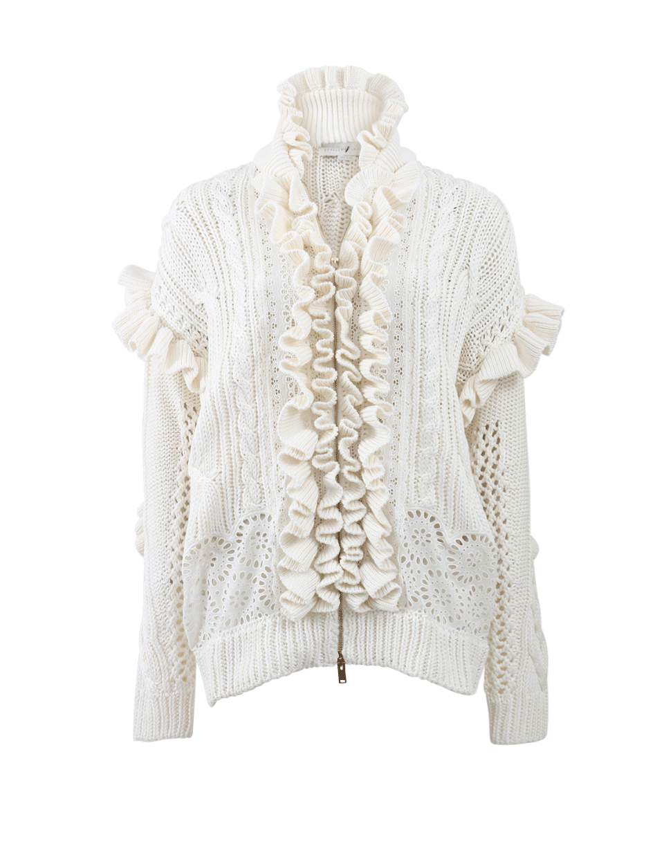 STELLA MCCARTNEY-Broderie Anglaise Zip Cardigan-IVORY