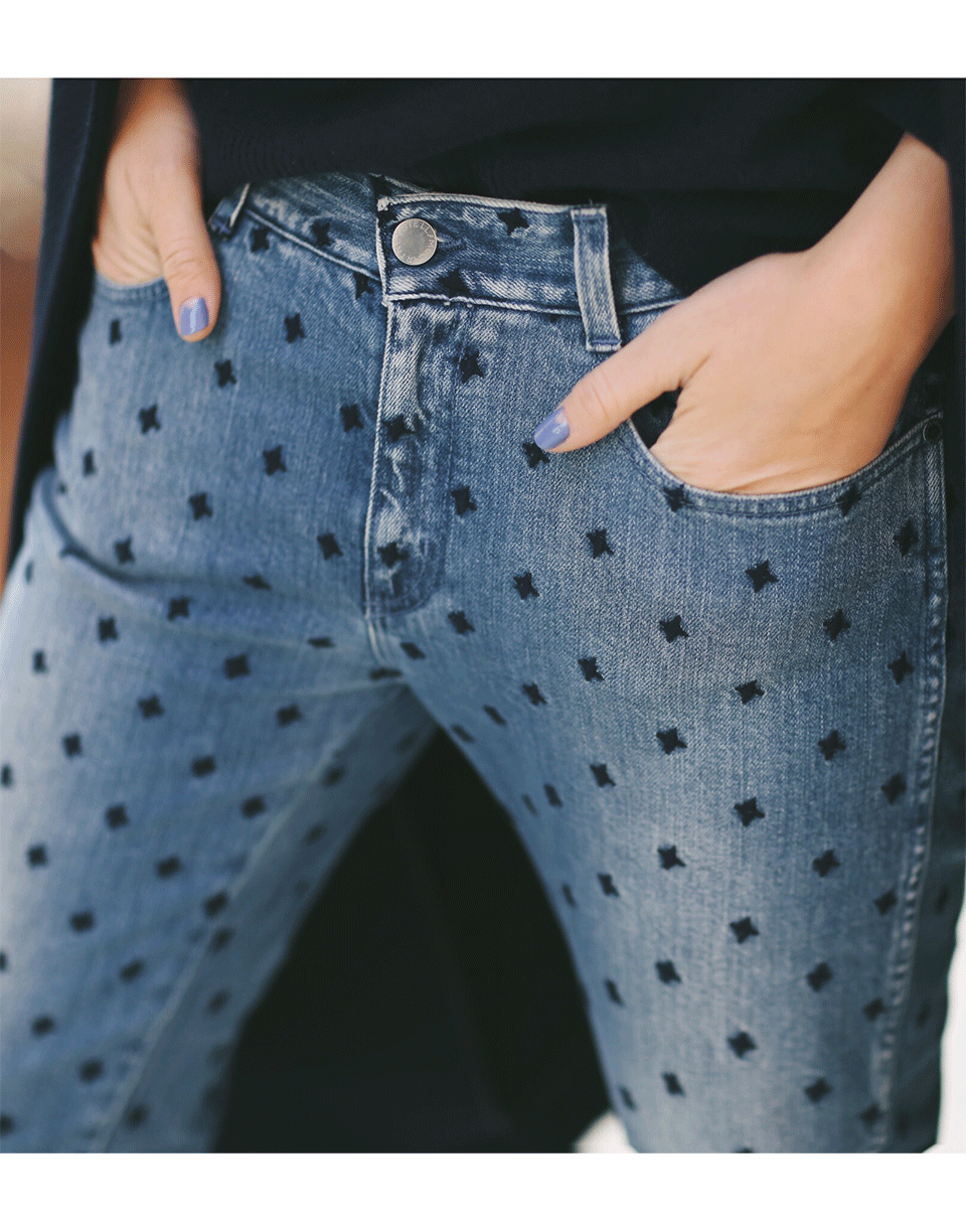 STELLA MCCARTNEY-Embroidered Swiss Cross Jean-