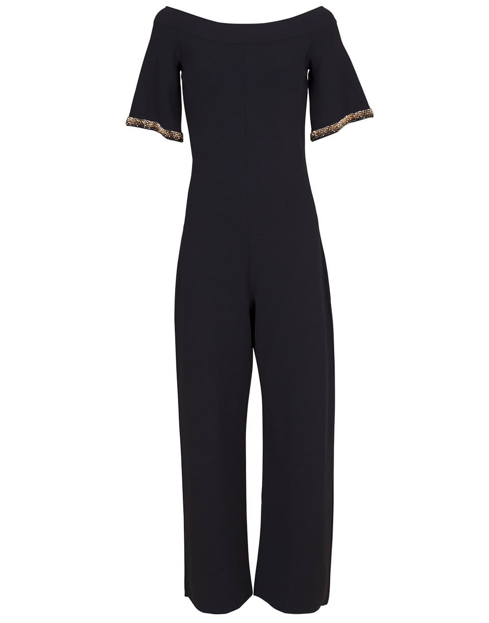 STELLA MCCARTNEY-Off-the-Shoulder Knit Jumpsuit-INK