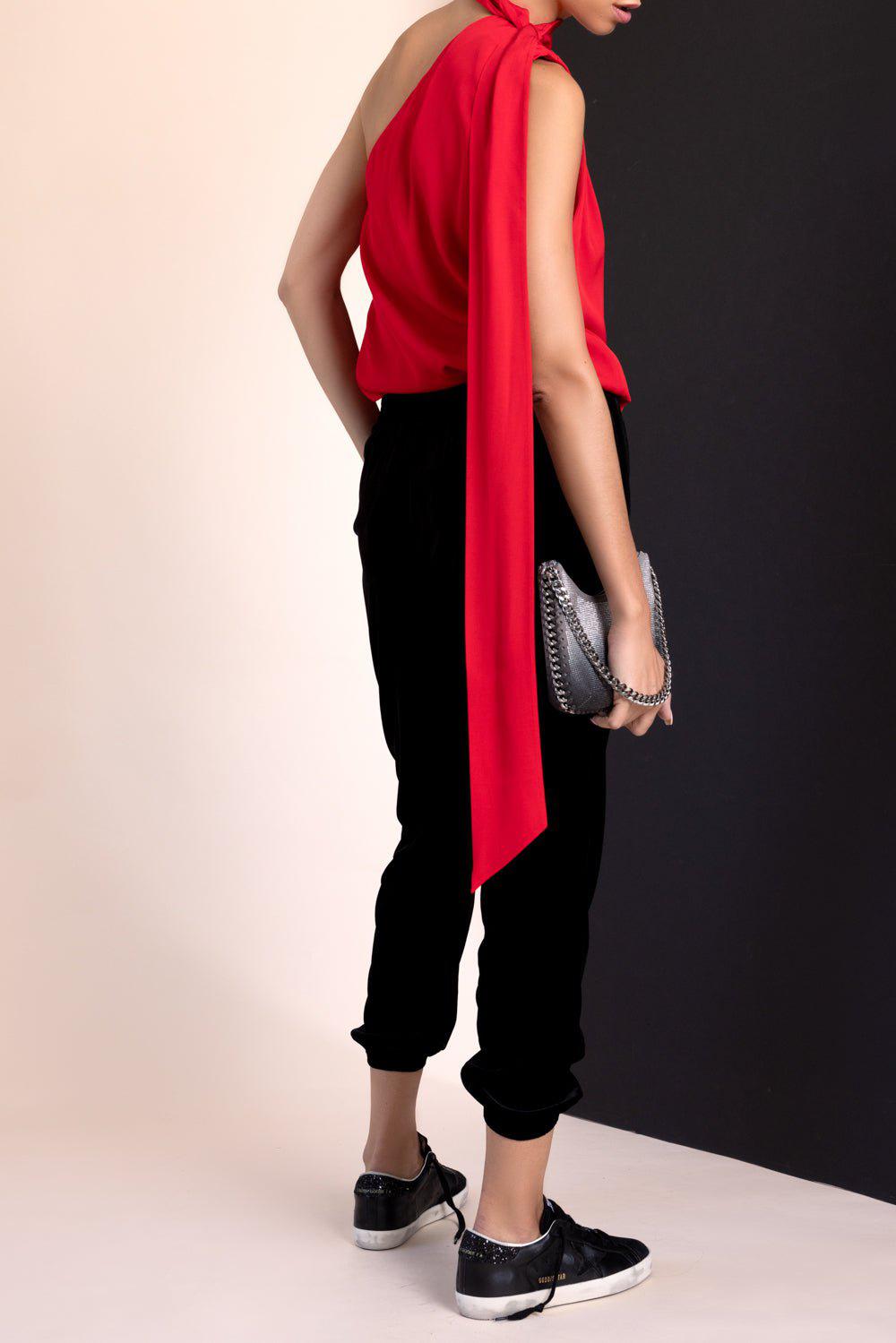 STELLA MCCARTNEY-One Shoulder Scarf Neck Top-
