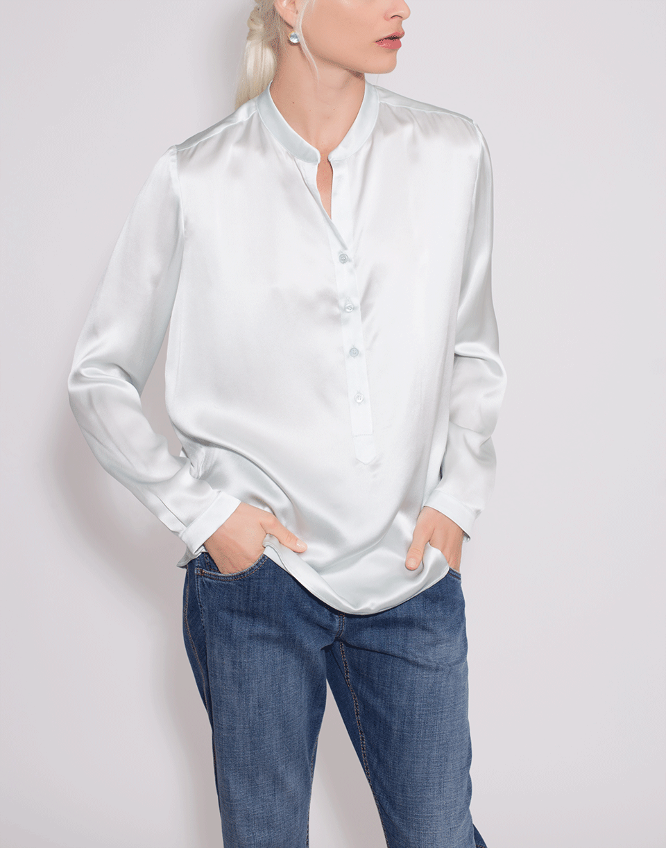 STELLA MCCARTNEY-Silk Satin Henley Top-