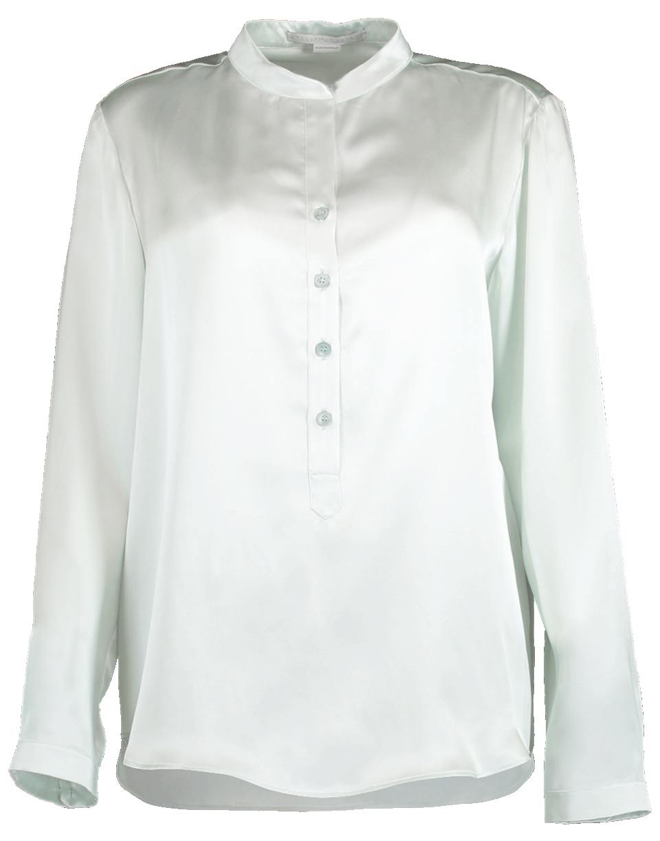 STELLA MCCARTNEY-Silk Satin Henley Top-