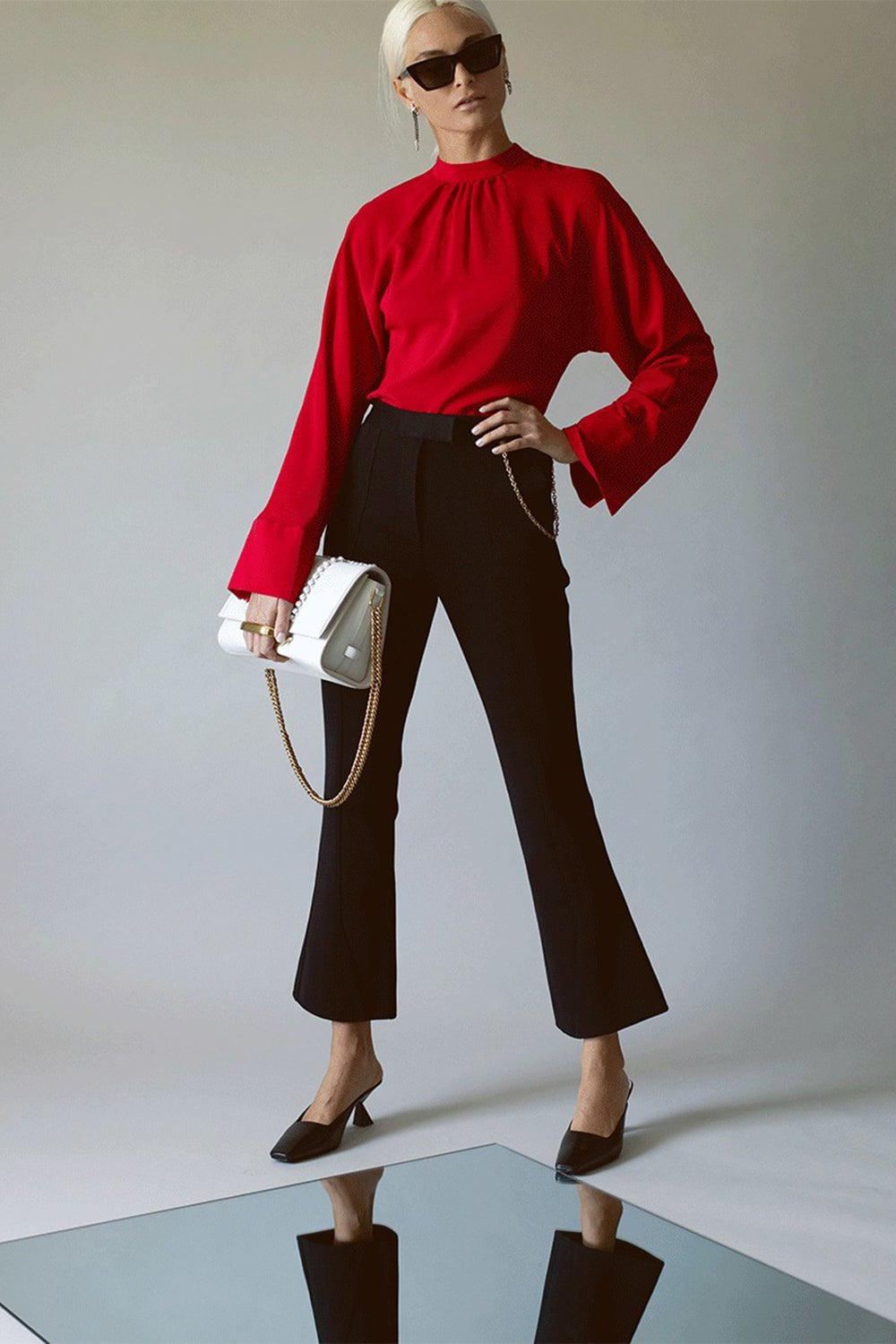 STELLA MCCARTNEY-Lover Red Lola Long Sleeves Blouse-