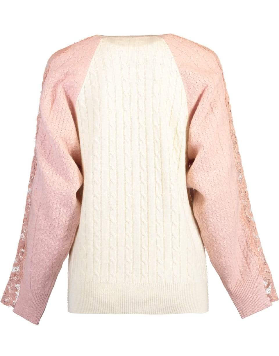 STELLA MCCARTNEY-Floral Lace Cable Knit Cardigan-