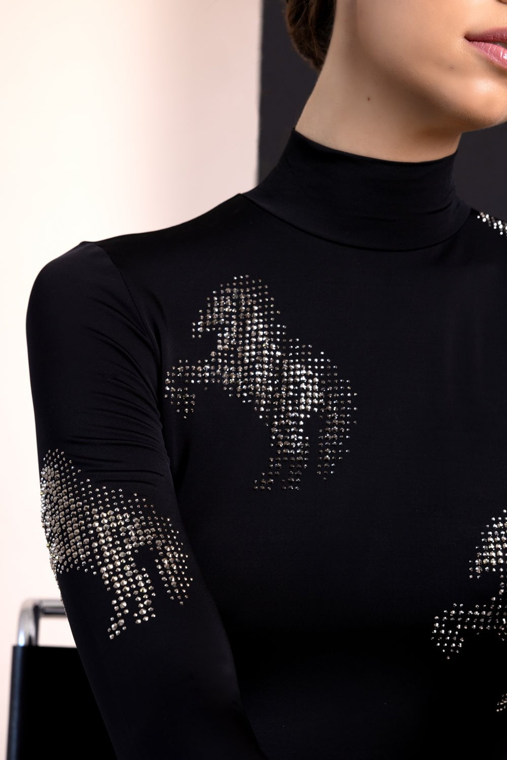 STELLA MCCARTNEY-Mock Neck Crystal Top-