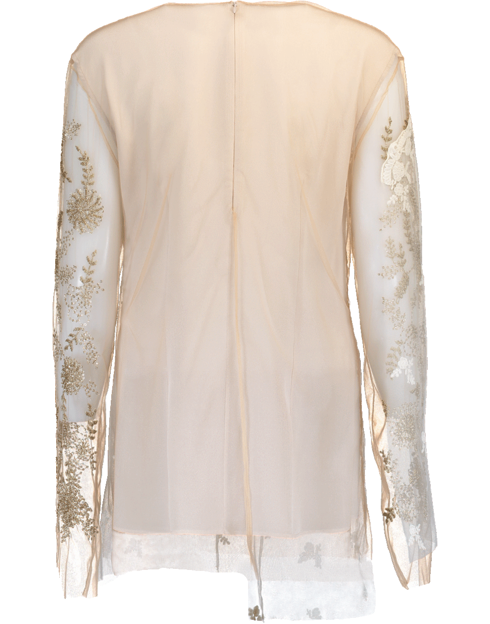 STELLA MCCARTNEY-Embroidered Tulle Odette Top-CAMEL