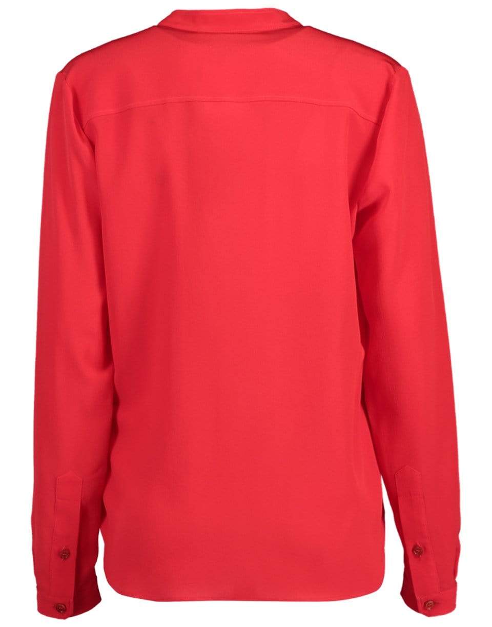STELLA MCCARTNEY-Powder Red Silk Crepe de Chine Eva Shirt-