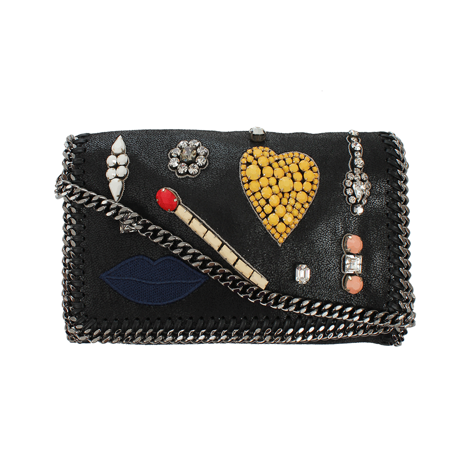 STELLA MCCARTNEY-Crossbody Embroidered Clutch-BLACK