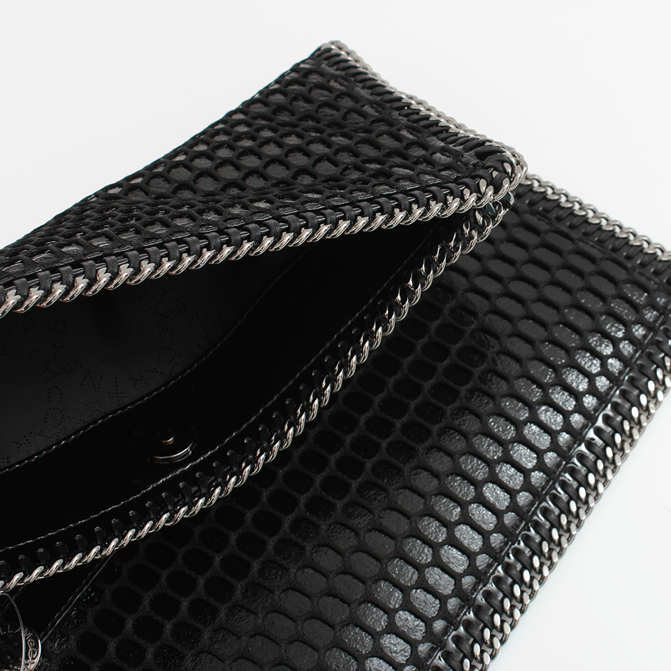 STELLA MCCARTNEY-Foldover Clutch With Chain Detail-BLACK
