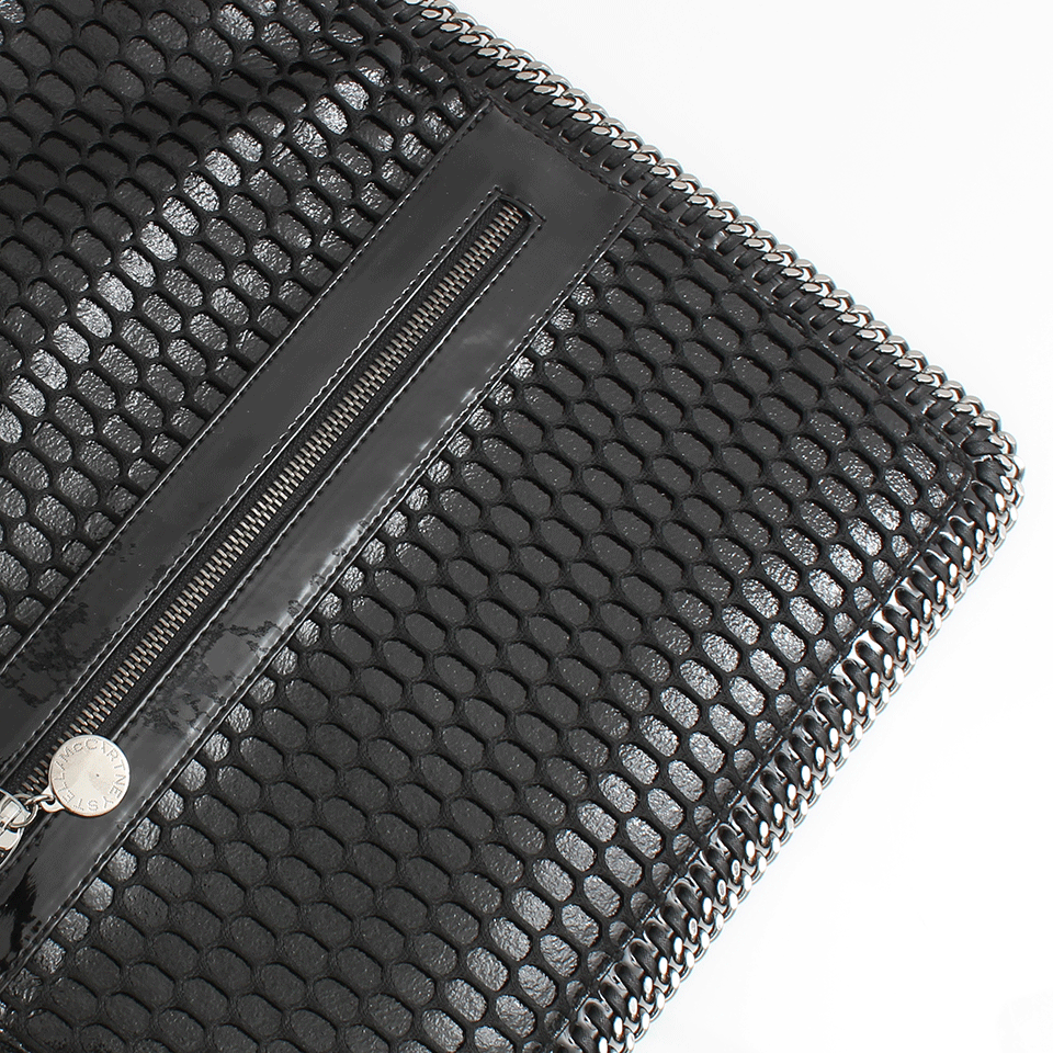 STELLA MCCARTNEY-Foldover Clutch With Chain Detail-BLACK