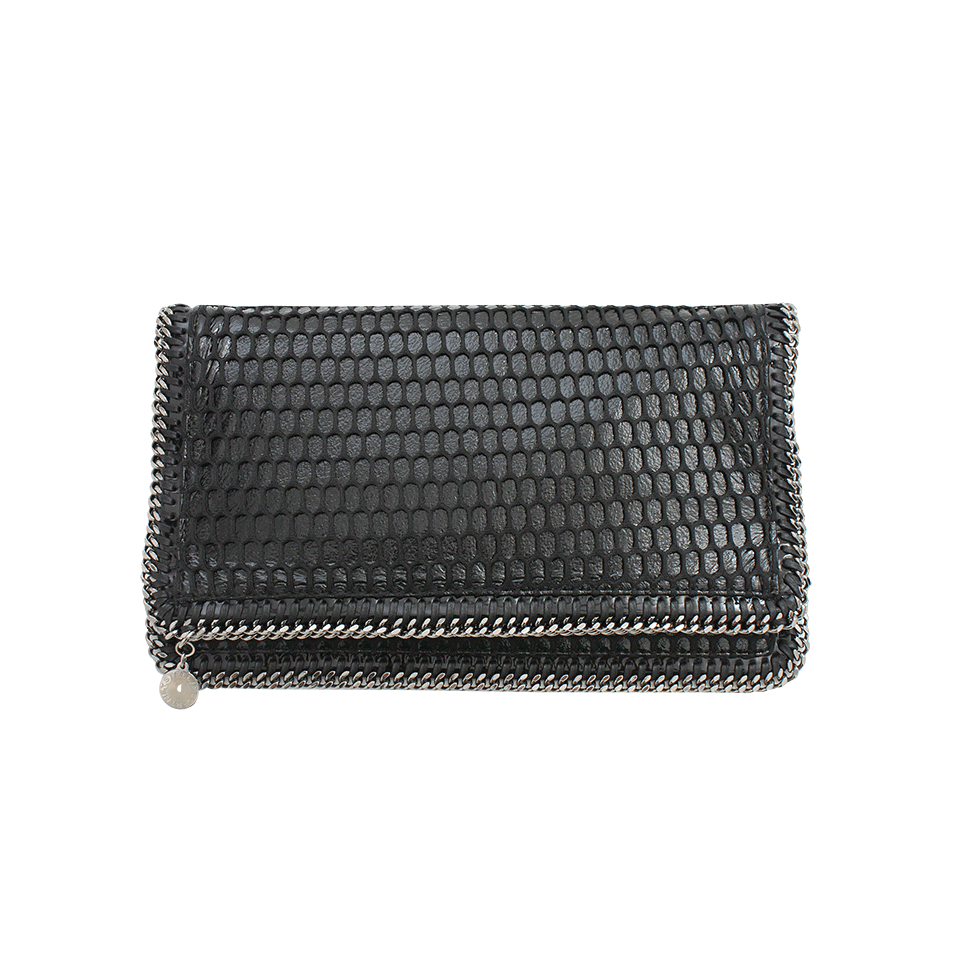 STELLA MCCARTNEY-Foldover Clutch With Chain Detail-BLACK