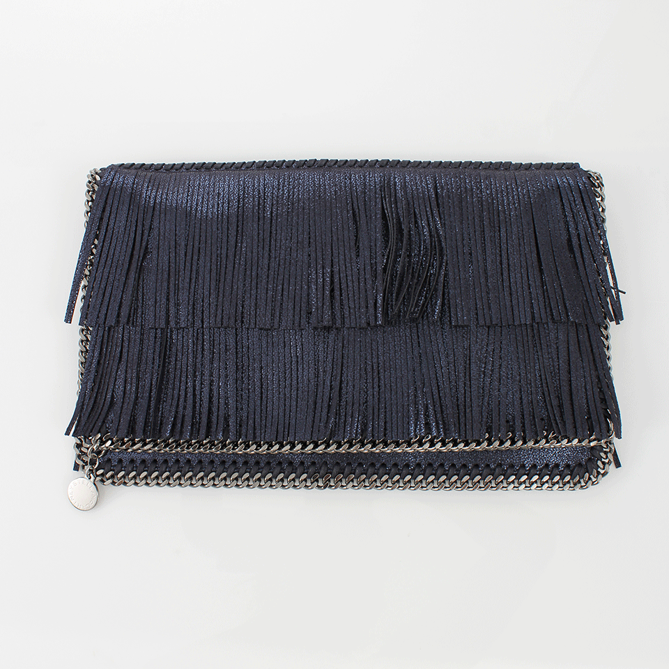 STELLA MCCARTNEY-Foldover Fringe Clutch-DKINK