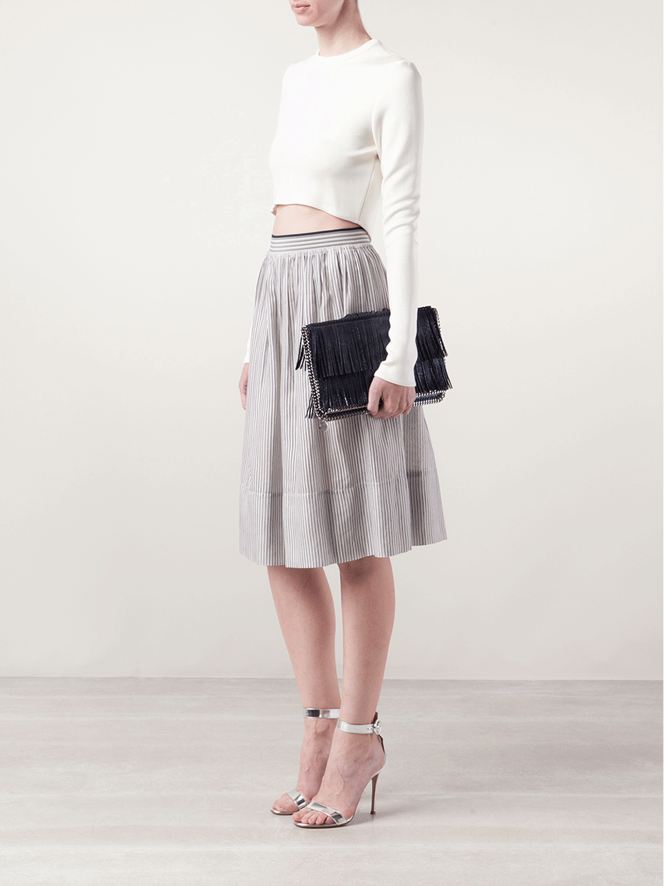 STELLA MCCARTNEY-Foldover Fringe Clutch-DKINK
