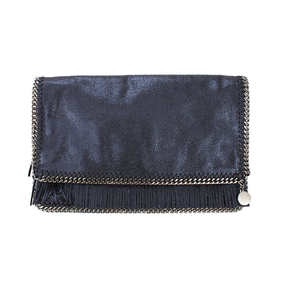 STELLA MCCARTNEY-Foldover Fringe Clutch-DKINK