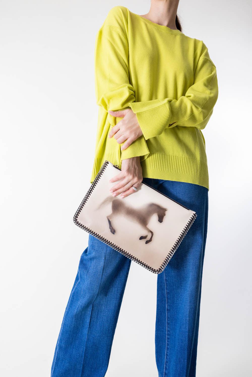 STELLA MCCARTNEY-Fallabella Zippered Pouch - Faded Horse-BEIGE