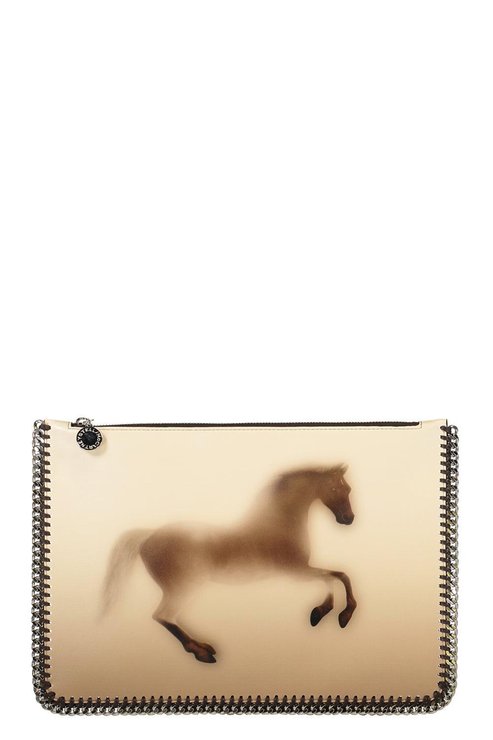 STELLA MCCARTNEY-Fallabella Zippered Pouch - Faded Horse-BEIGE