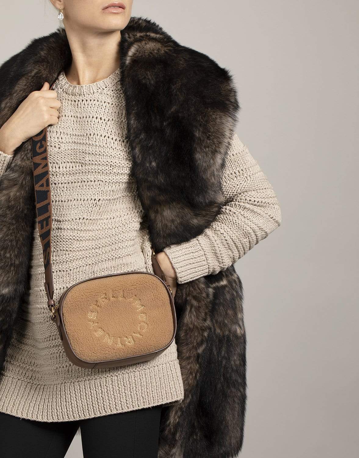 STELLA MCCARTNEY-Small Teddy Camera Bag - Biscuit-BISCUIT