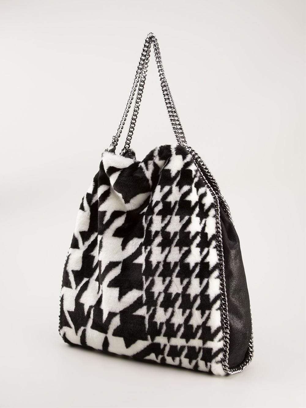 STELLA MCCARTNEY-Houndstooth Falabella Bag-BLACK