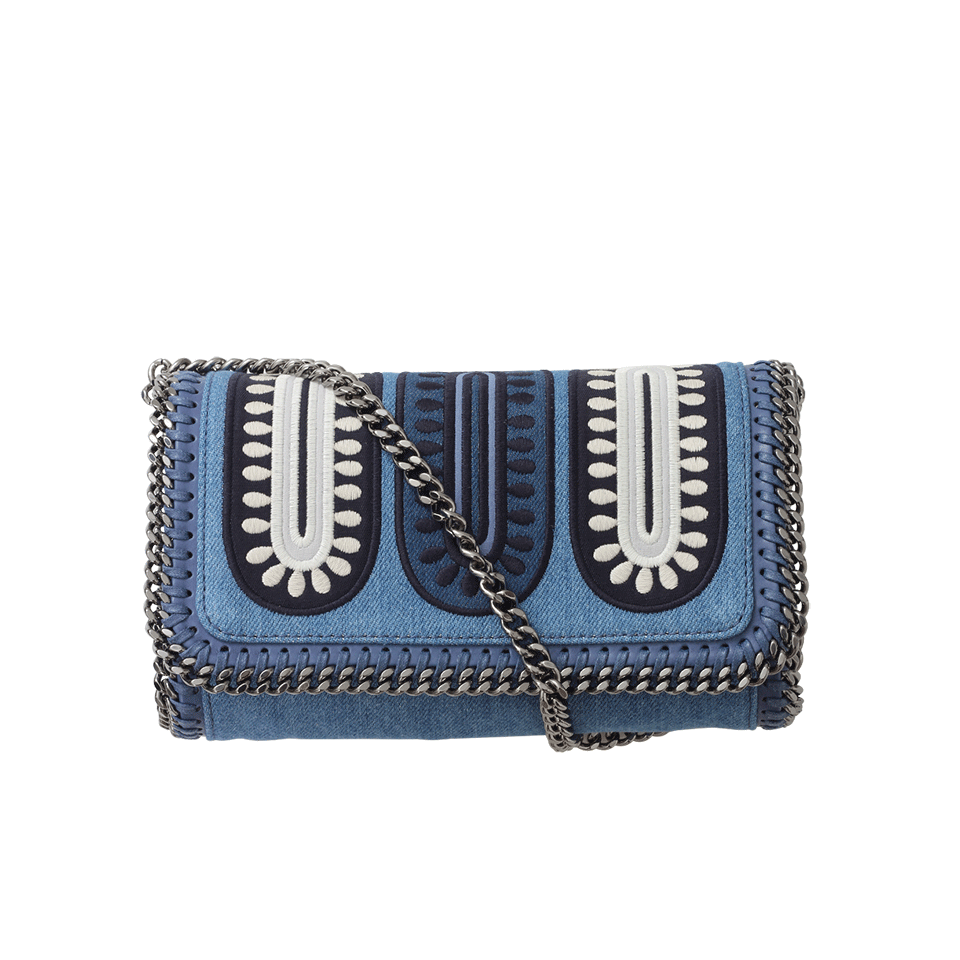 STELLA MCCARTNEY-Denim Embroidered Clutch-BLUE