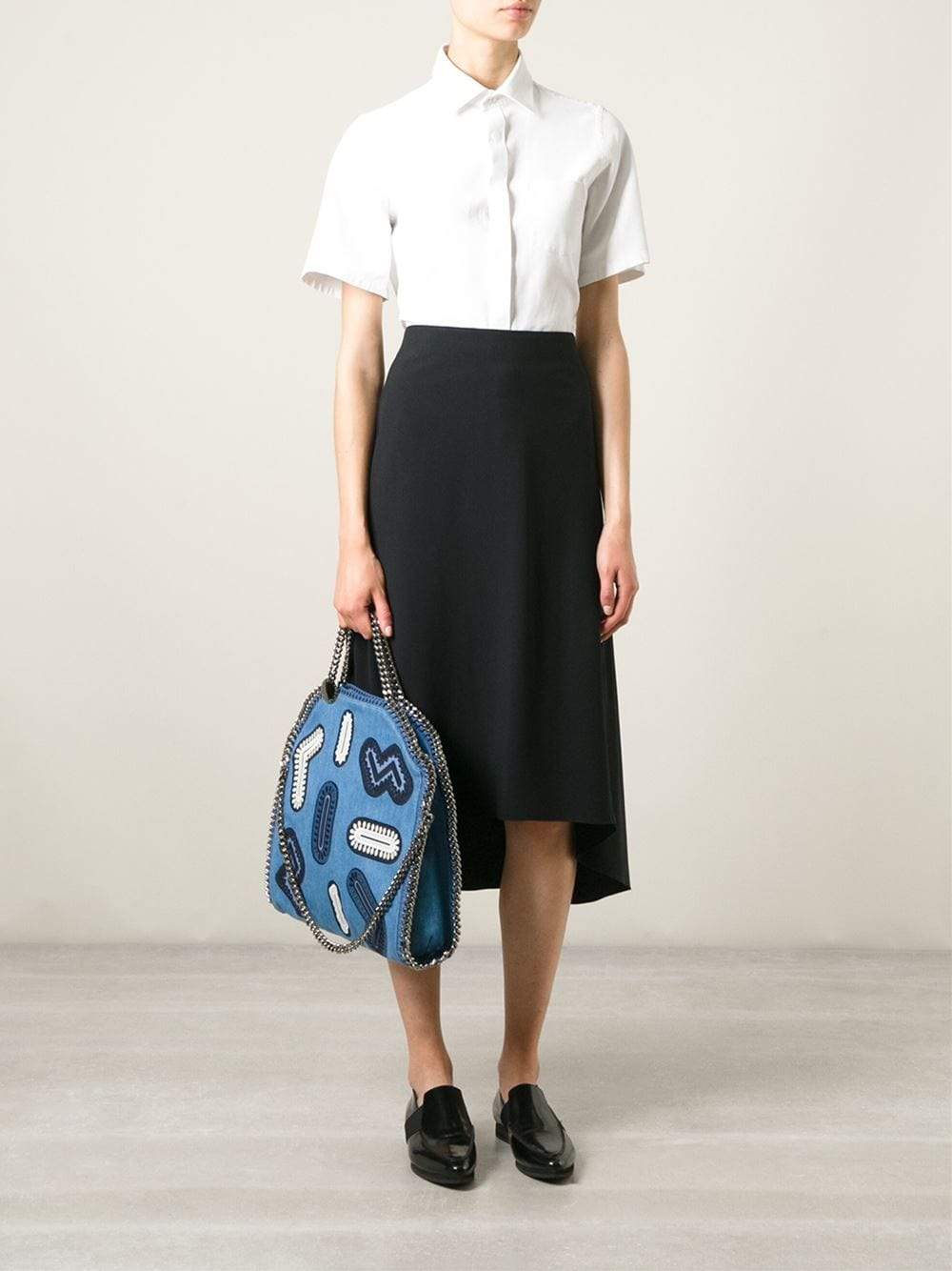 STELLA MCCARTNEY-Denim Embroidered Shoulder Bag-BLUE