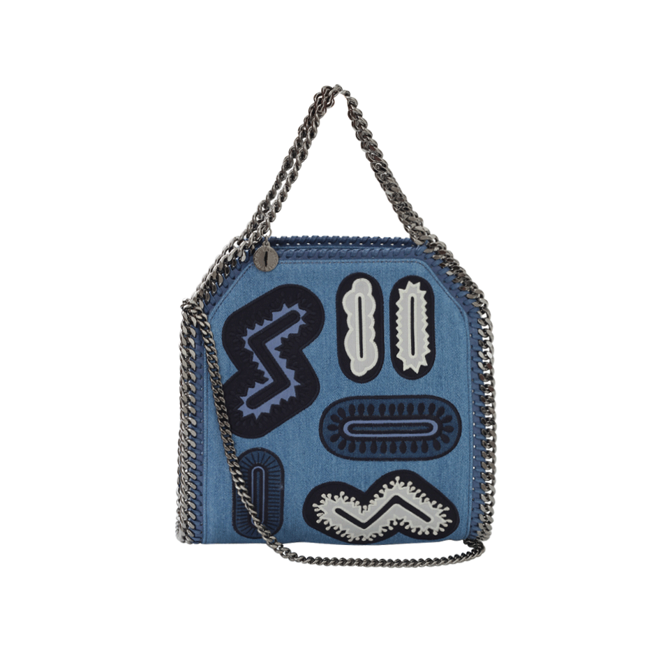 STELLA MCCARTNEY-Denim Embroidered Shoulder Bag-BLUE