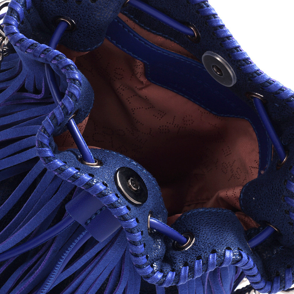 STELLA MCCARTNEY-Falabella Small Fringe Bucket Bag-BLUEBIRD