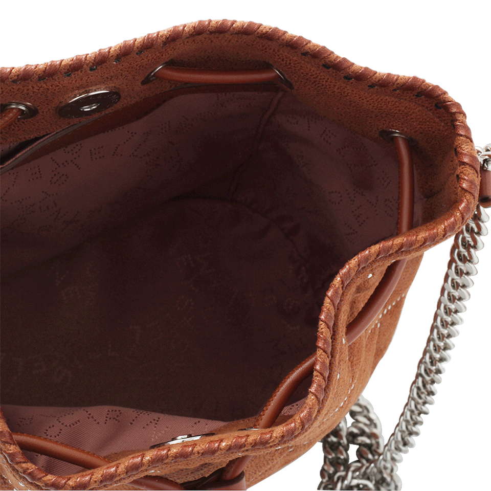 STELLA MCCARTNEY-Brandy Falabella Studded Quilted Bucket Bag-BRANDY