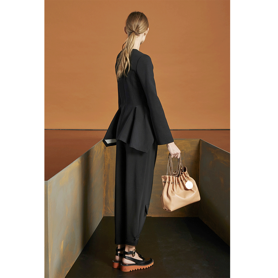 STELLA MCCARTNEY-Gold Chain Bucket Bag-CAMEL