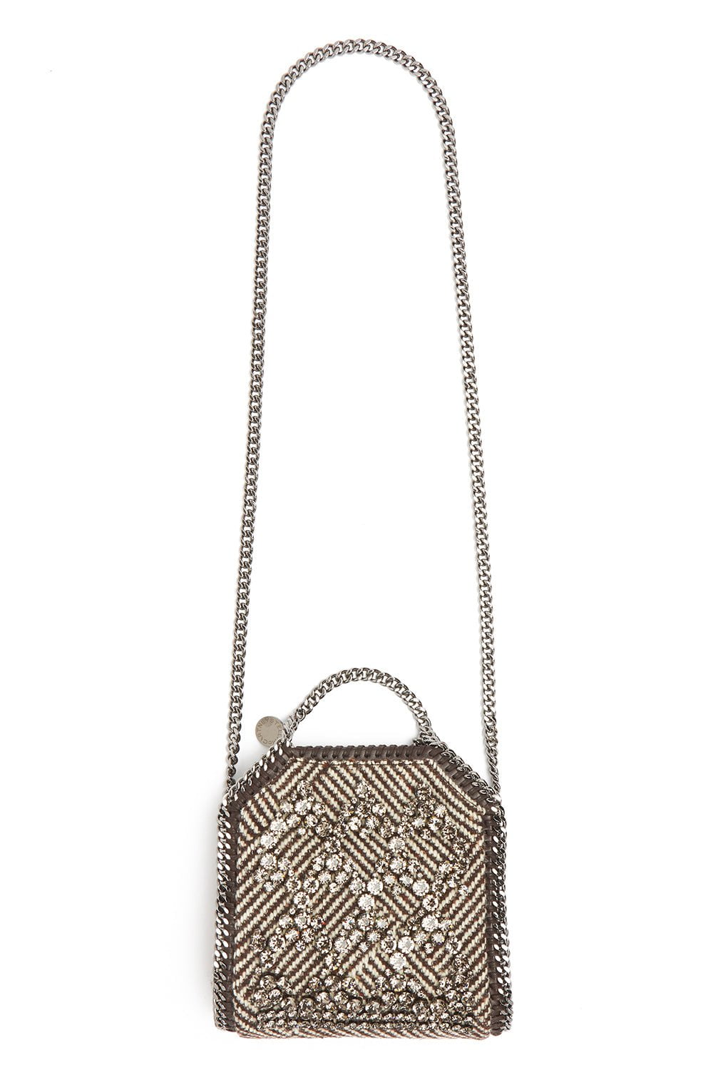 STELLA MCCARTNEY-Tiny Embroidered Crystal Tote-CHOCOCRM