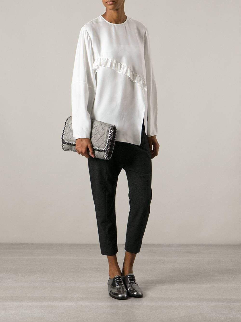 STELLA MCCARTNEY-Falabella Quilted Fold Over Clutch-GRY/SLV