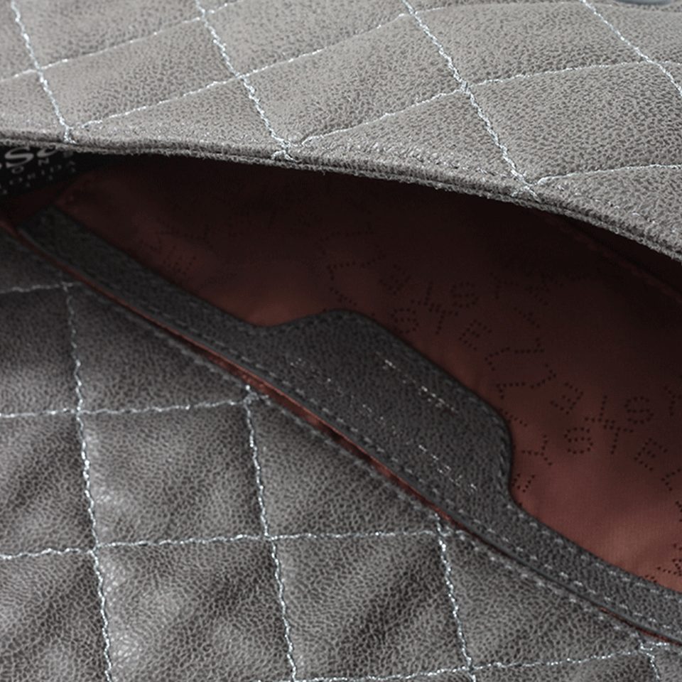 STELLA MCCARTNEY-Falabella Quilted Fold Over Clutch-GRY/SLV