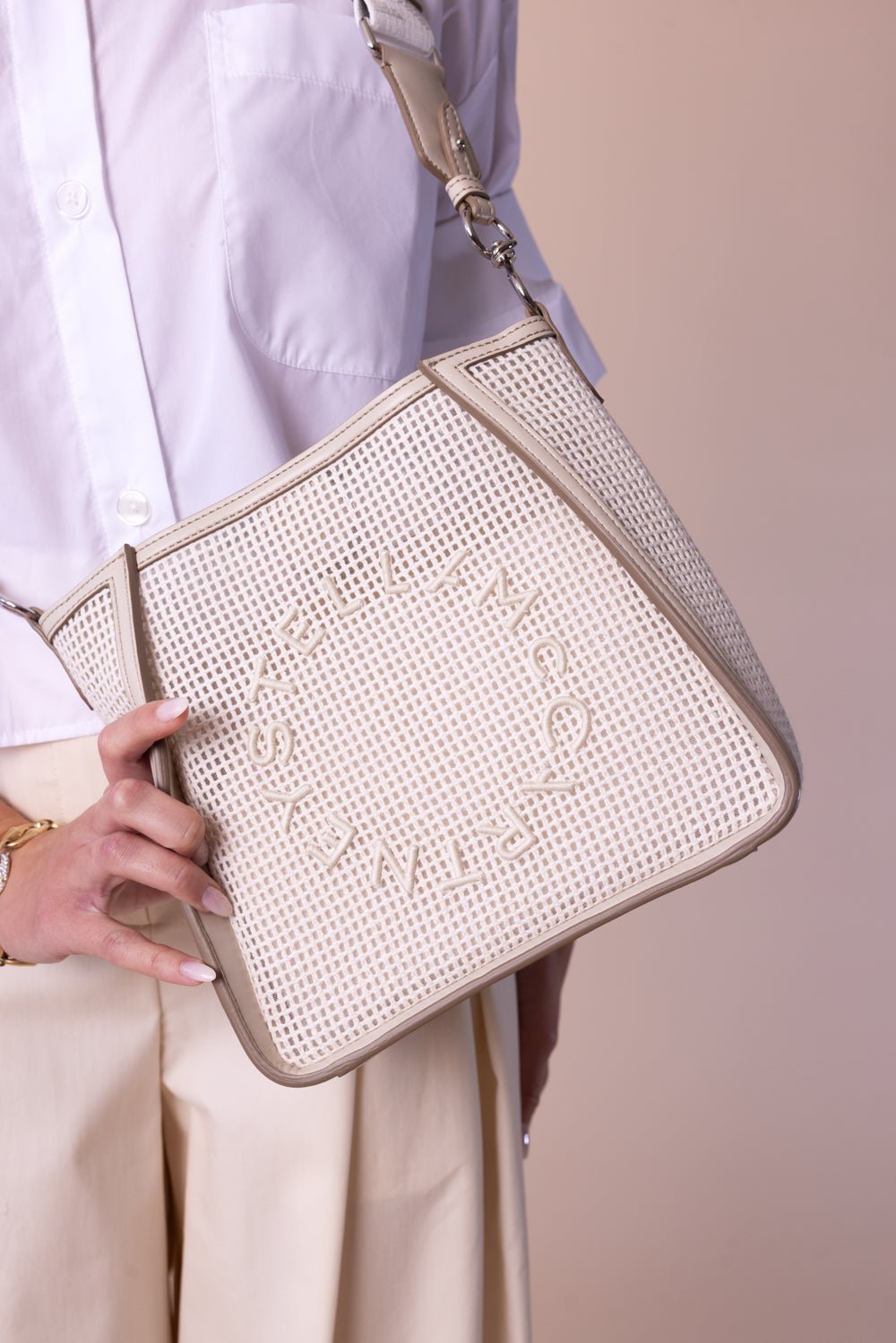 STELLA MCCARTNEY-Mini Embroidered Mesh Crossbody-MAGNOLIA
