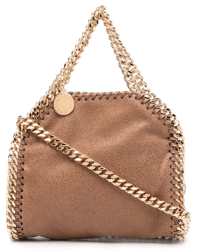 STELLA MCCARTNEY-Mini Gold Chain Shoulder Bag - Pecan-PECAN