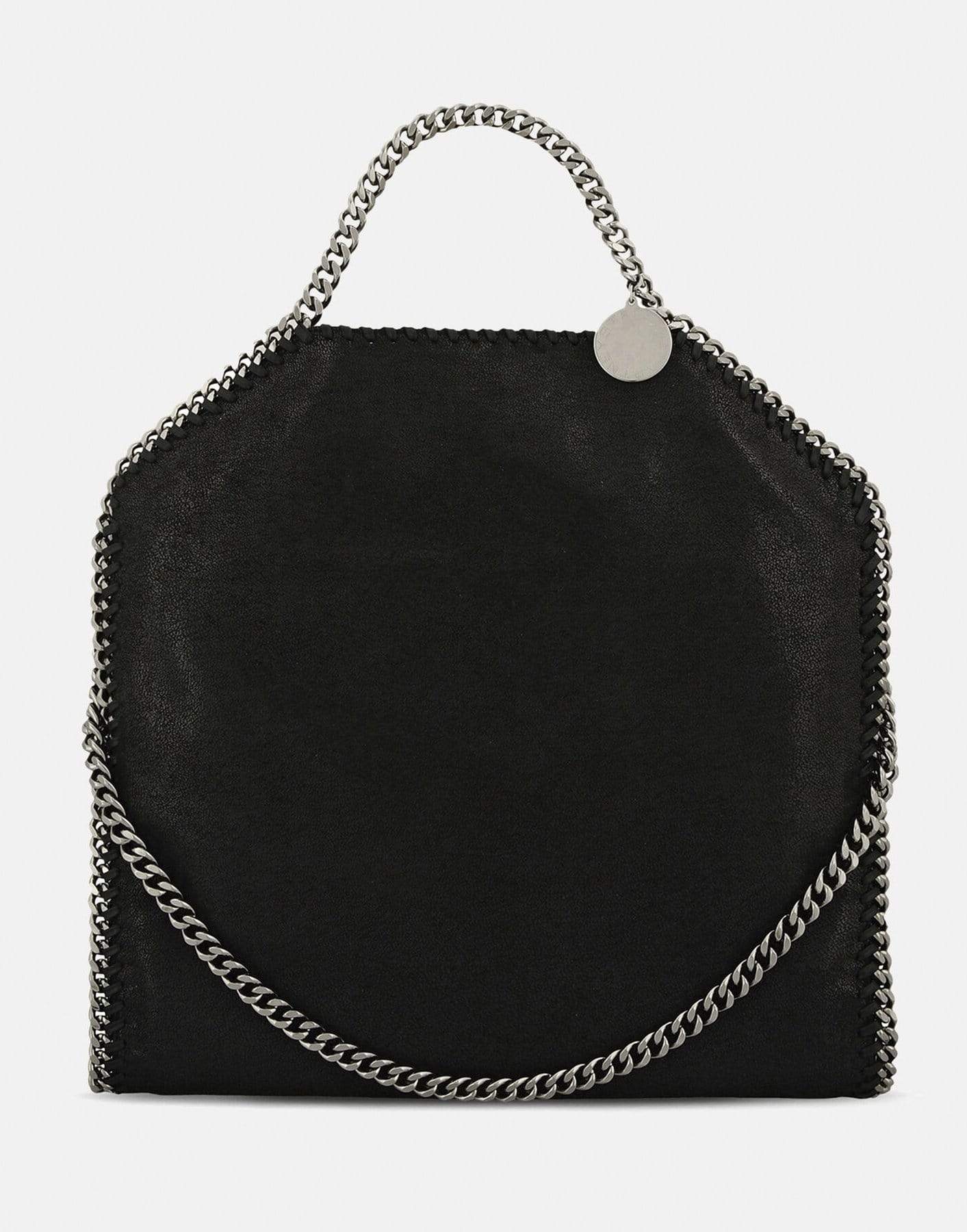 STELLA MCCARTNEY-Black 3 Chain Falabella Foldover Tote-BLACK