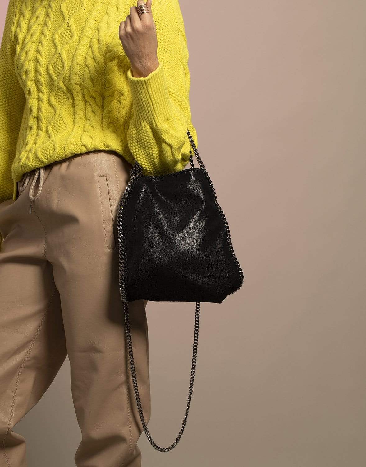 STELLA MCCARTNEY-Black Falabella Mini Tote-BLACK