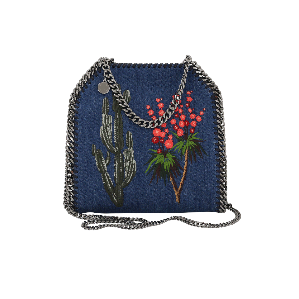 STELLA MCCARTNEY-Mini Falabella Embroidered Tote-CERULEAN