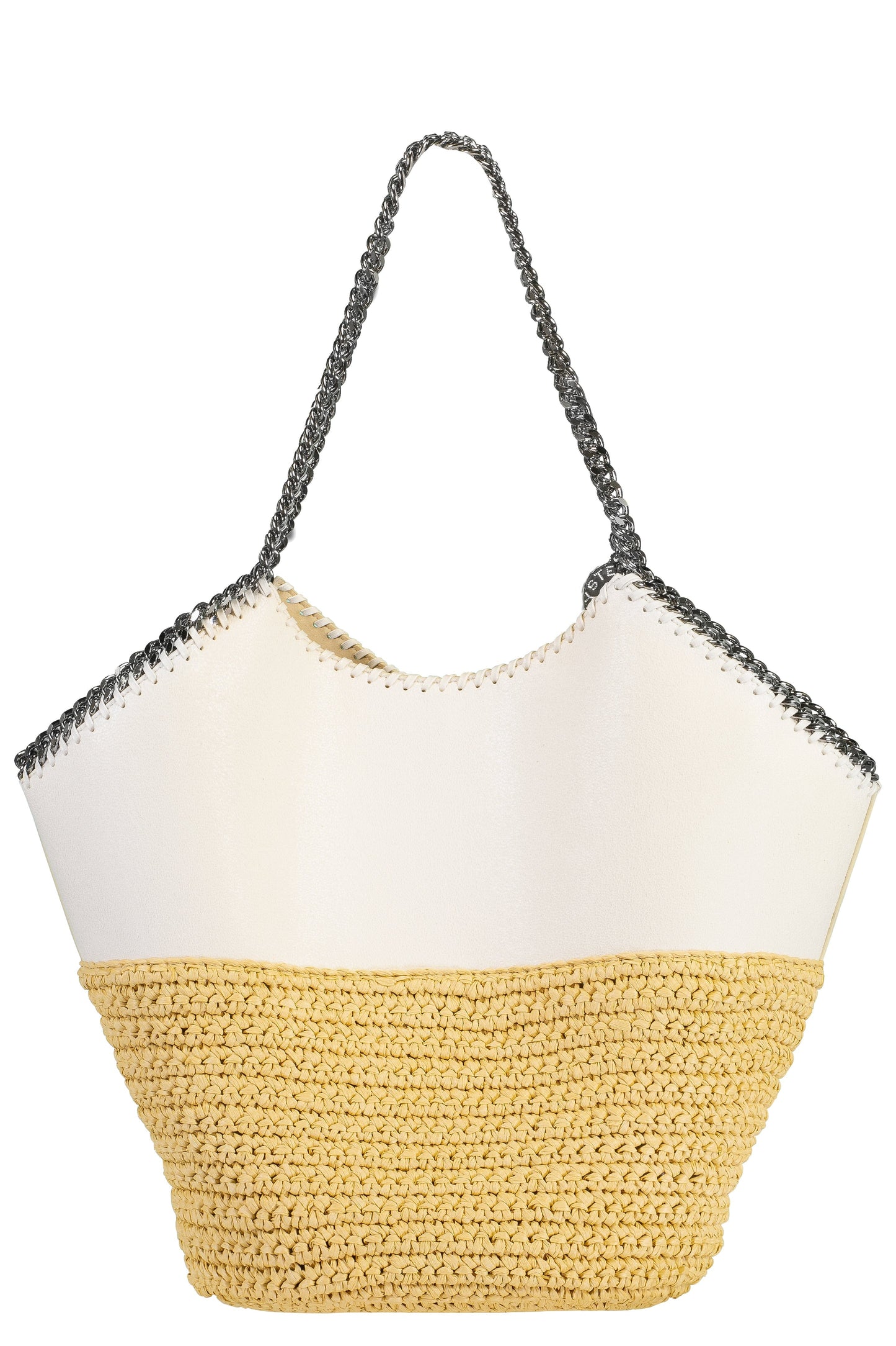STELLA MCCARTNEY-Large Tote With Half Raffia - Chalk-CHALK