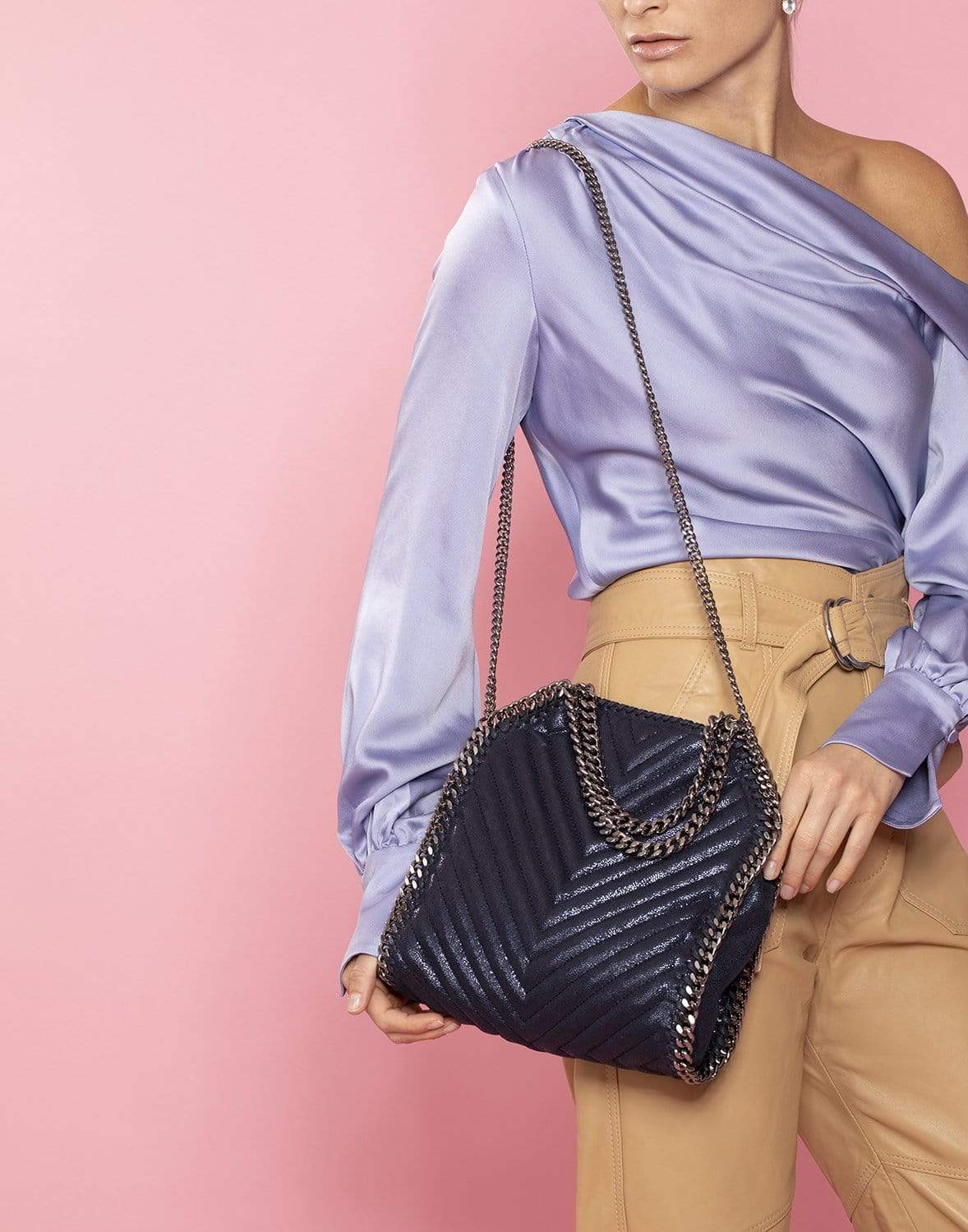 STELLA MCCARTNEY-Shiny Dott Mini Tote Falabella-INK