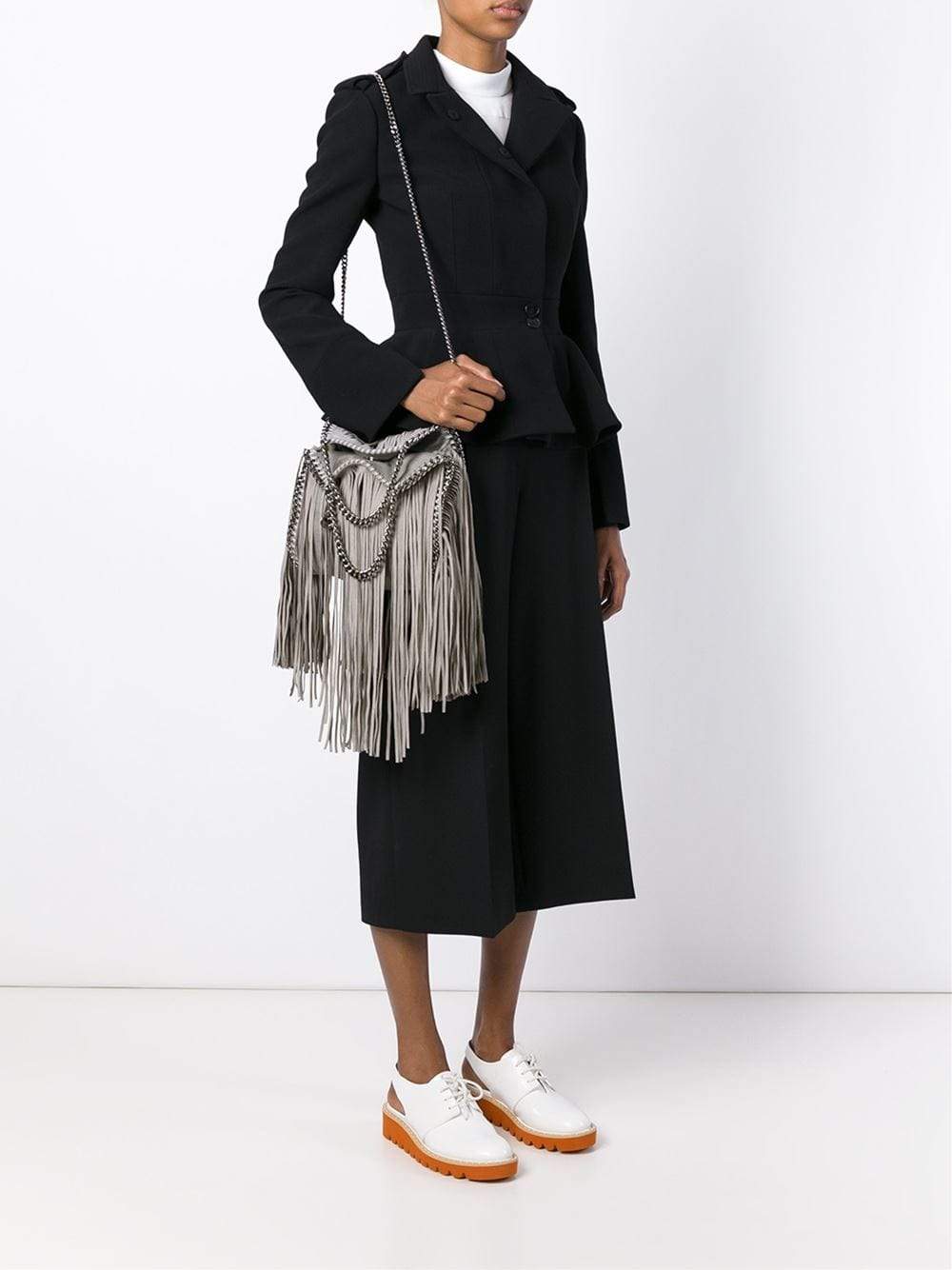 STELLA MCCARTNEY-Mini Fringe Crossbody Tote-LT GREY