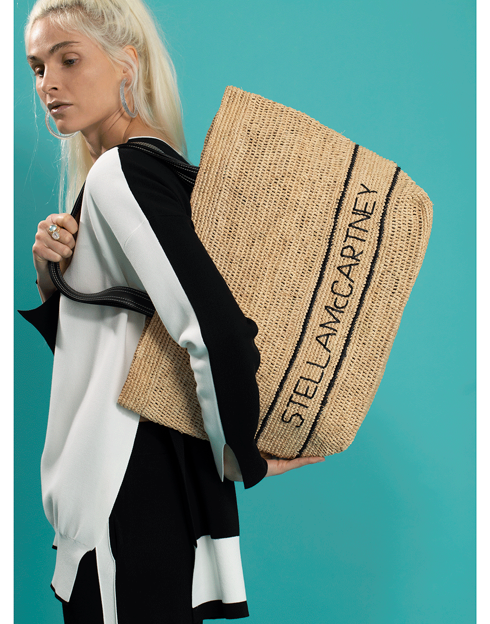 STELLA MCCARTNEY-Medium Raffia Natural Tote-SAND